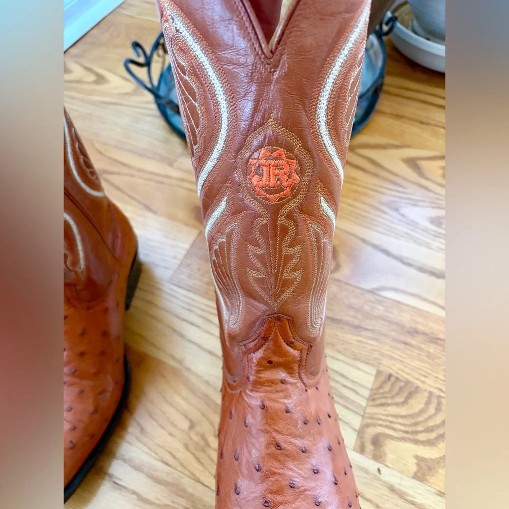 Men’s Cowboy Ostrich Boots Men’s Size 27.5 Mex 9 US Embroidered Made in Mexico - Picture 4 of 8